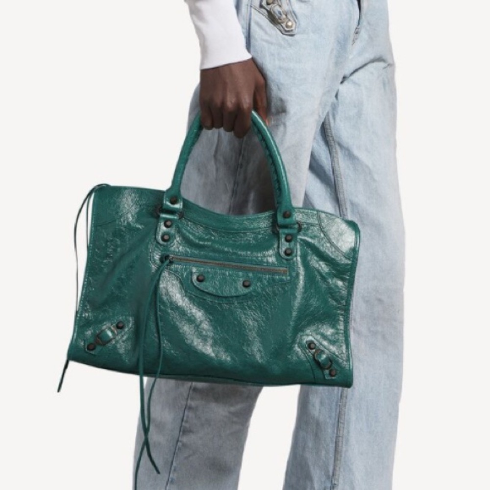 SOLD—-Balenciaga Le City Medium Bag in Dark Emerald Leather Women's Bag purse